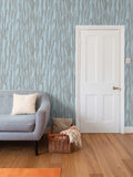 EKO Cattail Pattern Wallpaper White Brown Blue