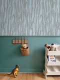 EKO Cattail Pattern Wallpaper White Brown Blue