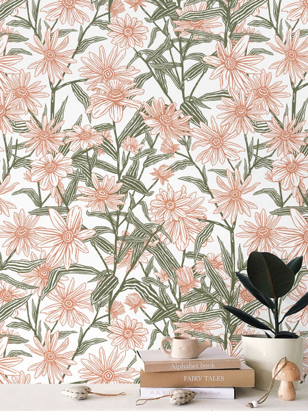 EKO Brown Eyed Susan Orange Green Wallpaper