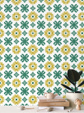 EKO - Yellow Pond Lily Pattern - Gold and Green on White