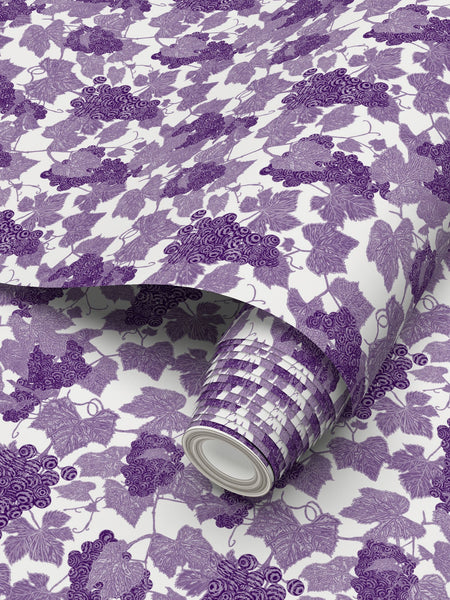 Ambrosia Grape Vine Repeat Wallpaper Purple White