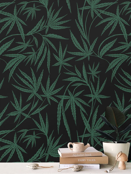 Cannabis IVI Green on Black - Large Wallpaper Print