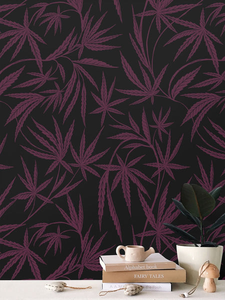 Cannabis IVI Red/Purple on Black - Large Wallpaper Print