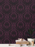 IVI - Cannabis Damask Circle of Life Black Over Dark Red Purple