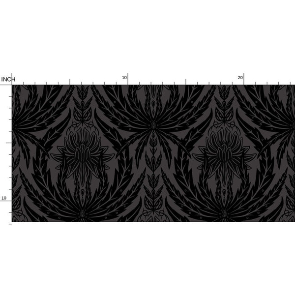 IVI - Cannabis Damask Circle of Life Black Over Dark Grey