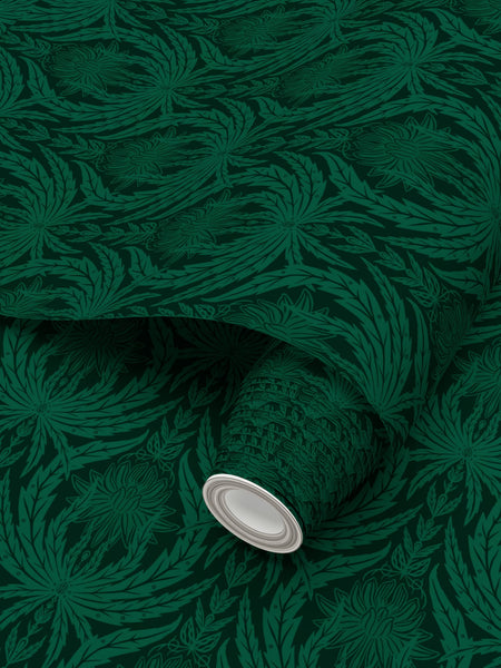 IVI - Cannabis Damask Circle of Life Light Green Over Dark Green