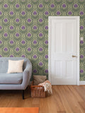 IVI - Cannabis Damask Circle of Life Retro Green and Purple