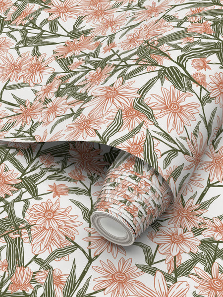 EKO Brown Eyed Susan Orange Green Wallpaper