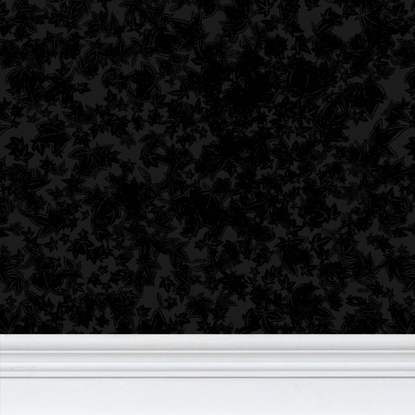 EKO Scarlet Maple Cluster of Leaves Black Wallpaper