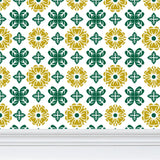 EKO - Yellow Pond Lily Pattern - Gold and Green on White