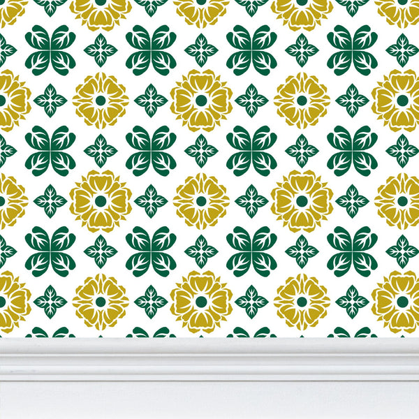 EKO - Yellow Pond Lily Pattern - Gold and Green on White