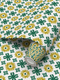 EKO - Yellow Pond Lily Pattern - Gold and Green on White