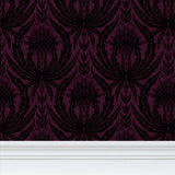 IVI - Cannabis Damask Circle of Life Black Over Dark Red Purple