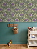 IVI - Cannabis Damask Circle of Life Retro Green and Purple