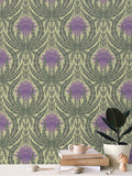 IVI - Cannabis Damask Circle of Life Retro Green and Purple