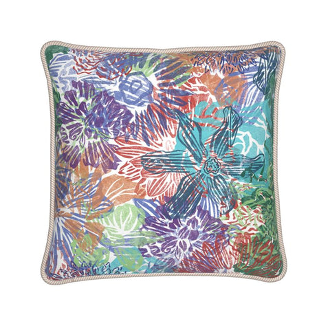 Jaguar w/ Marigold Leaves Velvet Cushion