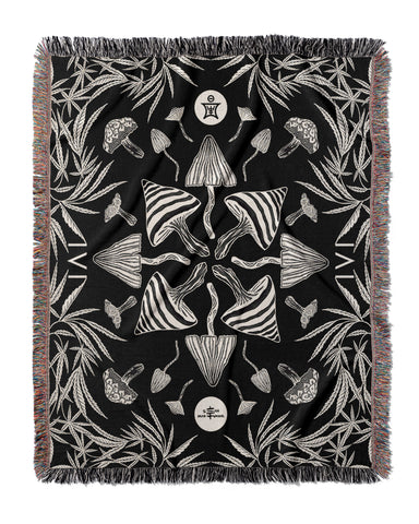 IVI - Mushroom Jacquard Woven Blanket - Original Black