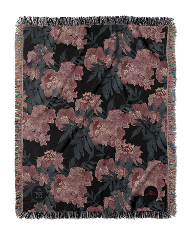 IVI Cannabis and Poppy Floral Jacquard Woven Blanket