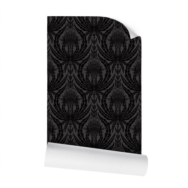 IVI - Cannabis Damask Circle of Life Black Over Dark Grey