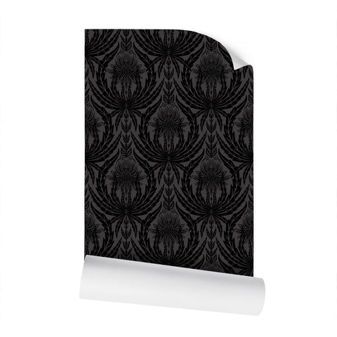 IVI - Cannabis Damask Circle of Life Black Over Dark Grey