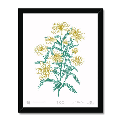 AEON Doberman w/ Black Coral Heuchera 11 x 14 Framed Art Print