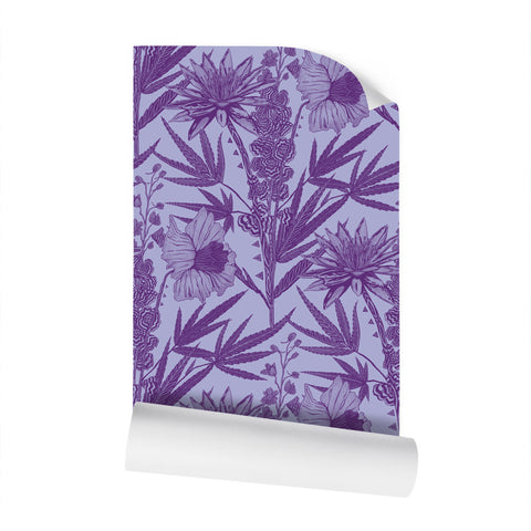 IVI Bouquet - Water Lily, Larkspur, Daisy w/ Cannabis Leaves Purple