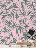 Cannabis IVI Green on Pink - Large Wallpaper Print