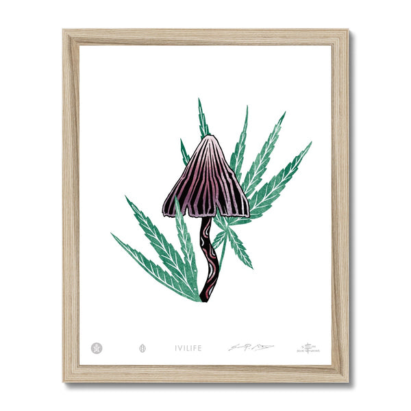 IVI LIFE - Mushroom + Cannabis Print - 003 Framed Print