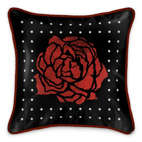 Rose w/ Pearls Silk Cushion