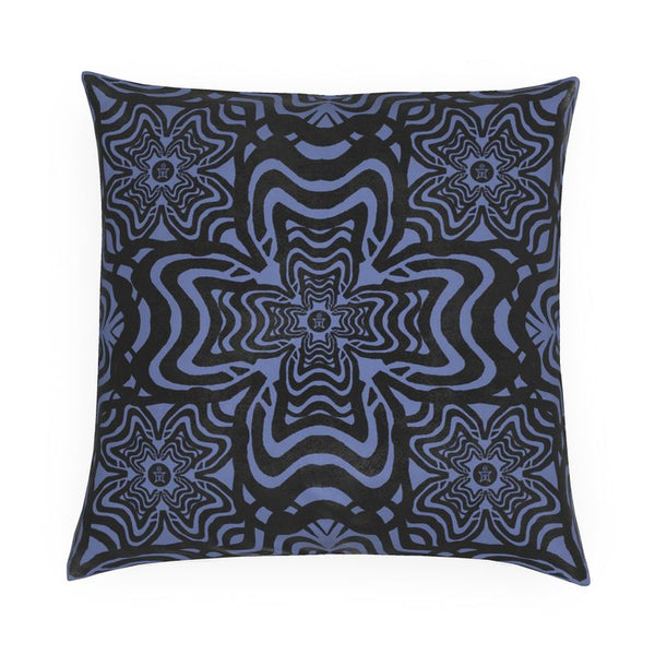 Rooster Feather Blue Velvet Cushion