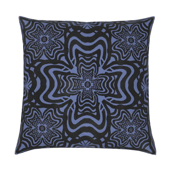 Rooster Feather Blue Velvet Cushion