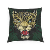 Jaguar w/ Marigold Leaves Velvet Cushion