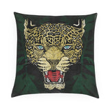 Jaguar w/ Marigold Leaves Velvet Cushion