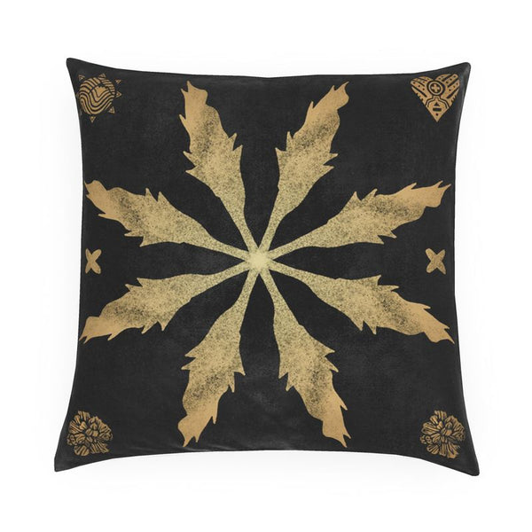 Marigold Leaf Star Velvet Cushion