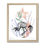 AEON Demoiselle Crane Among Reeds with a Liatris Flower Framed Fine Art Print