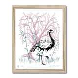 AEON Demoiselle Crane and a Weeping Willow Framed Fine Art Print