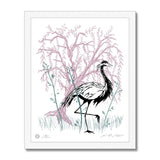 AEON Demoiselle Crane and a Weeping Willow Framed Fine Art Print