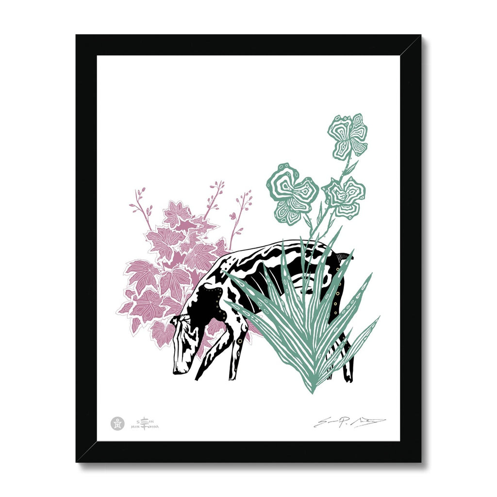 AEON Doberman w/ Black Coral Heuchera 11 x 14 Framed Art Print