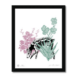 AEON Doberman w/ Black Coral Heuchera 11 x 14 Framed Art Print