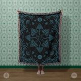 IVI - Mushroom + Cannabis  Blanket Blue Green