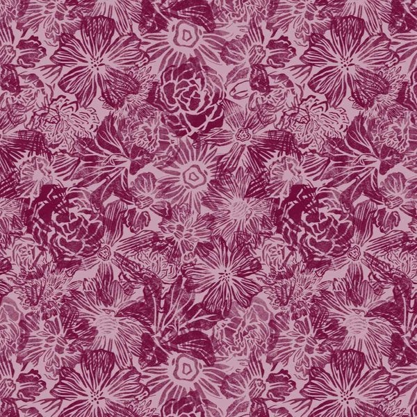 All the Flowers Magenta on Pink - Wallpaper Large Print