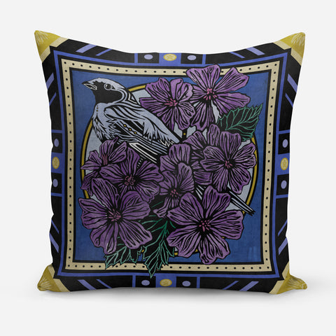 Violet Floral Velvet Cushion
