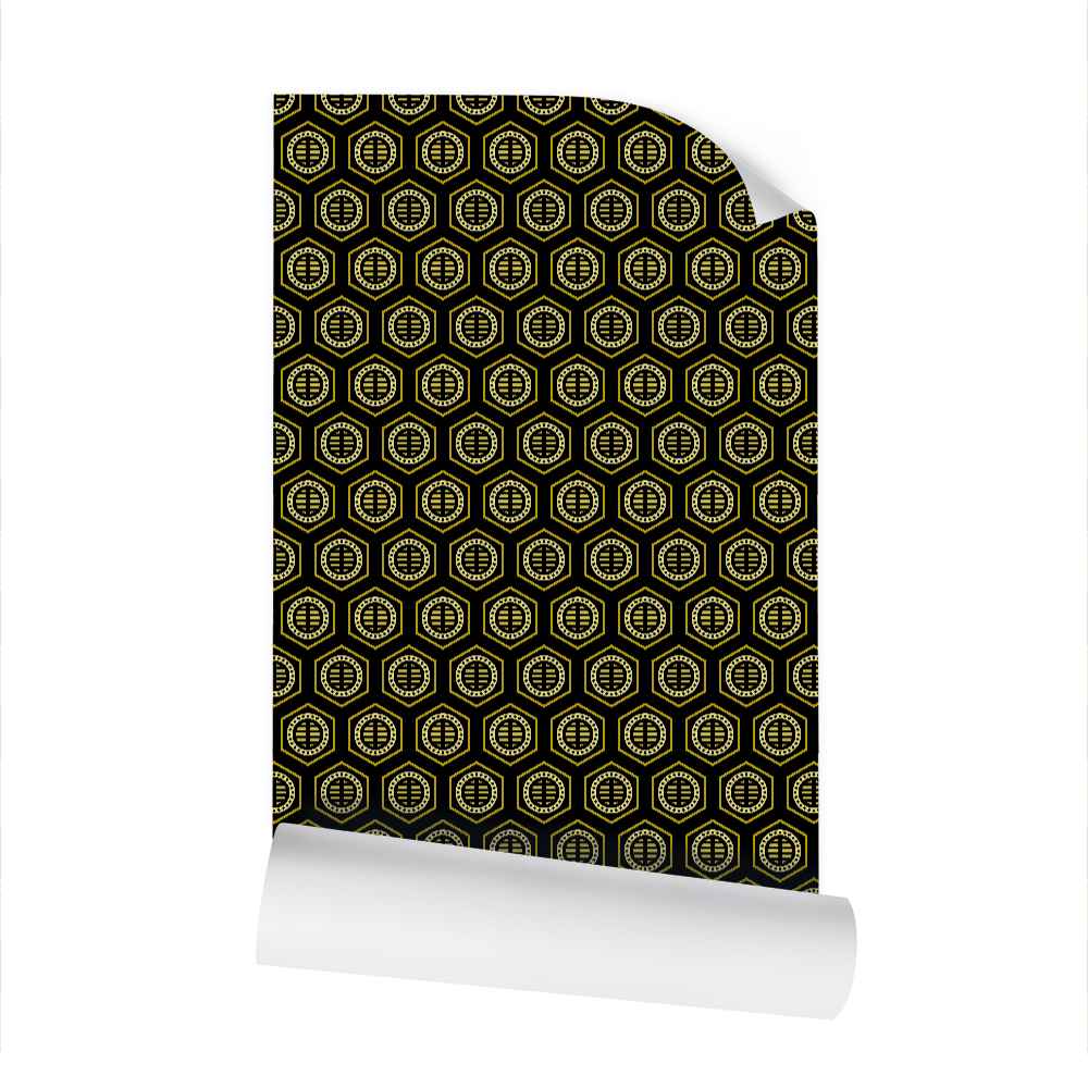 Bee Hive - Black and Gold - X Small Wallpaper Print