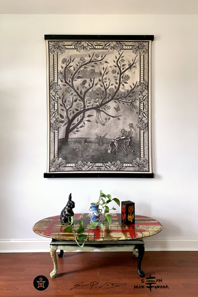 Printed fabric wall hangings clearance
