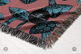 IVI - Mushroom Jacquard Woven Blanket - Blue Pink