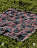 IVI - Mushroom Jacquard Woven Blanket - Blue Pink