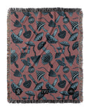 IVI - Mushroom Jacquard Woven Blanket - Blue Pink