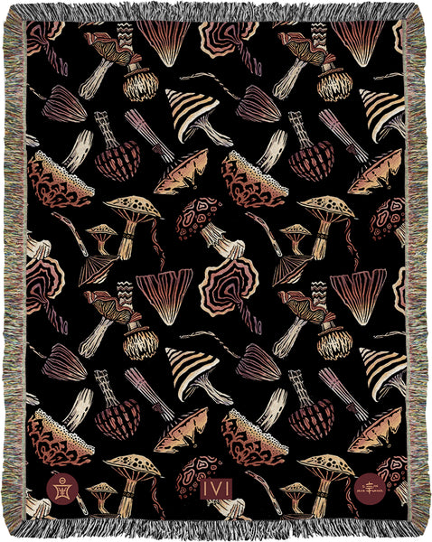 IVI - Mushroom Jacquard Woven Blanket - Original Black