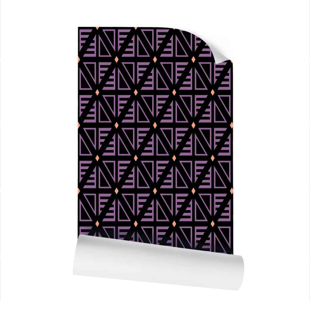 Pyramids Black Purple Light Orange - Small Wallpaper Print