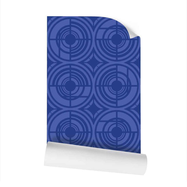 Deco Plates - Blue on Light Blue - Large Wallpaper Print